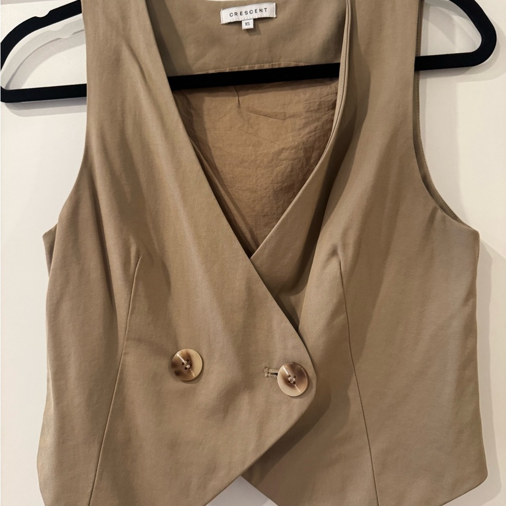 Crescent Beige Double-Breasted Vest